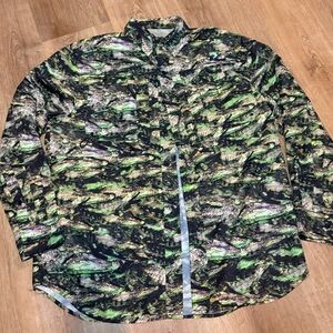 🎣🐬REEL LEGENDS Men’s Long Sleeve Crocodile🐊  Print‎ Shirt
